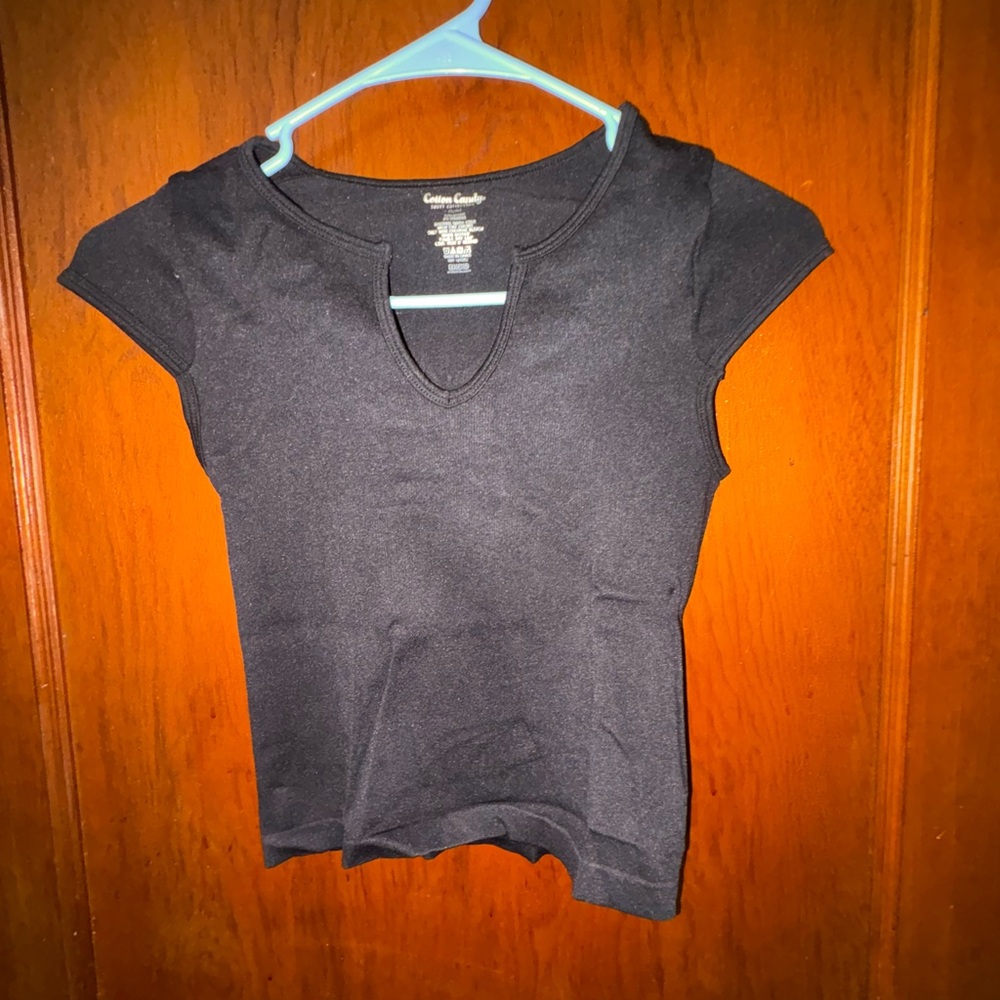 Cotton Candy Black Crop Fitted T-Shirt